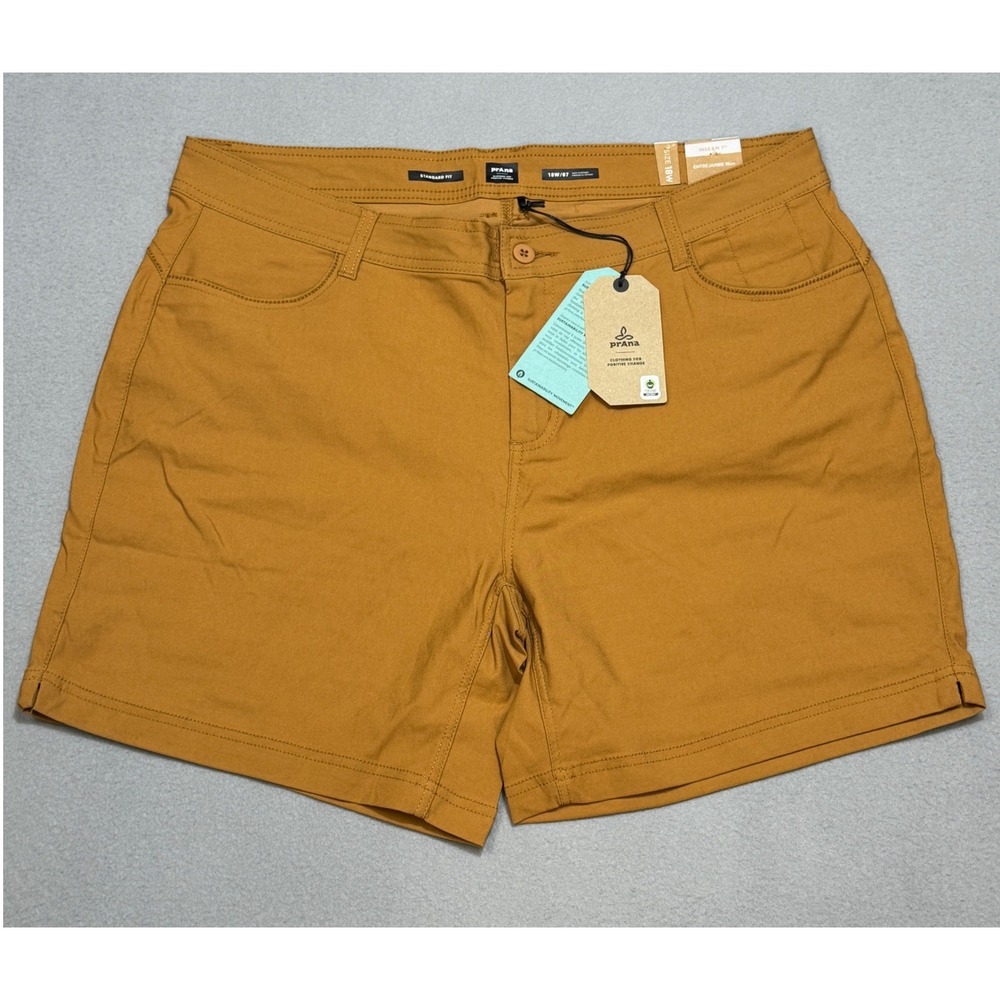 PRANA Halle Short Plus II Womens 18W Earthbound Brown Hiking Stretch 7" Inseam
